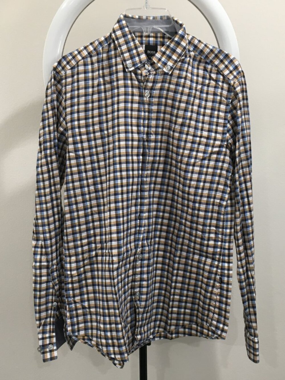 HUGO BOSS Multi-Color Plaid Long Sleeve Button Shirt